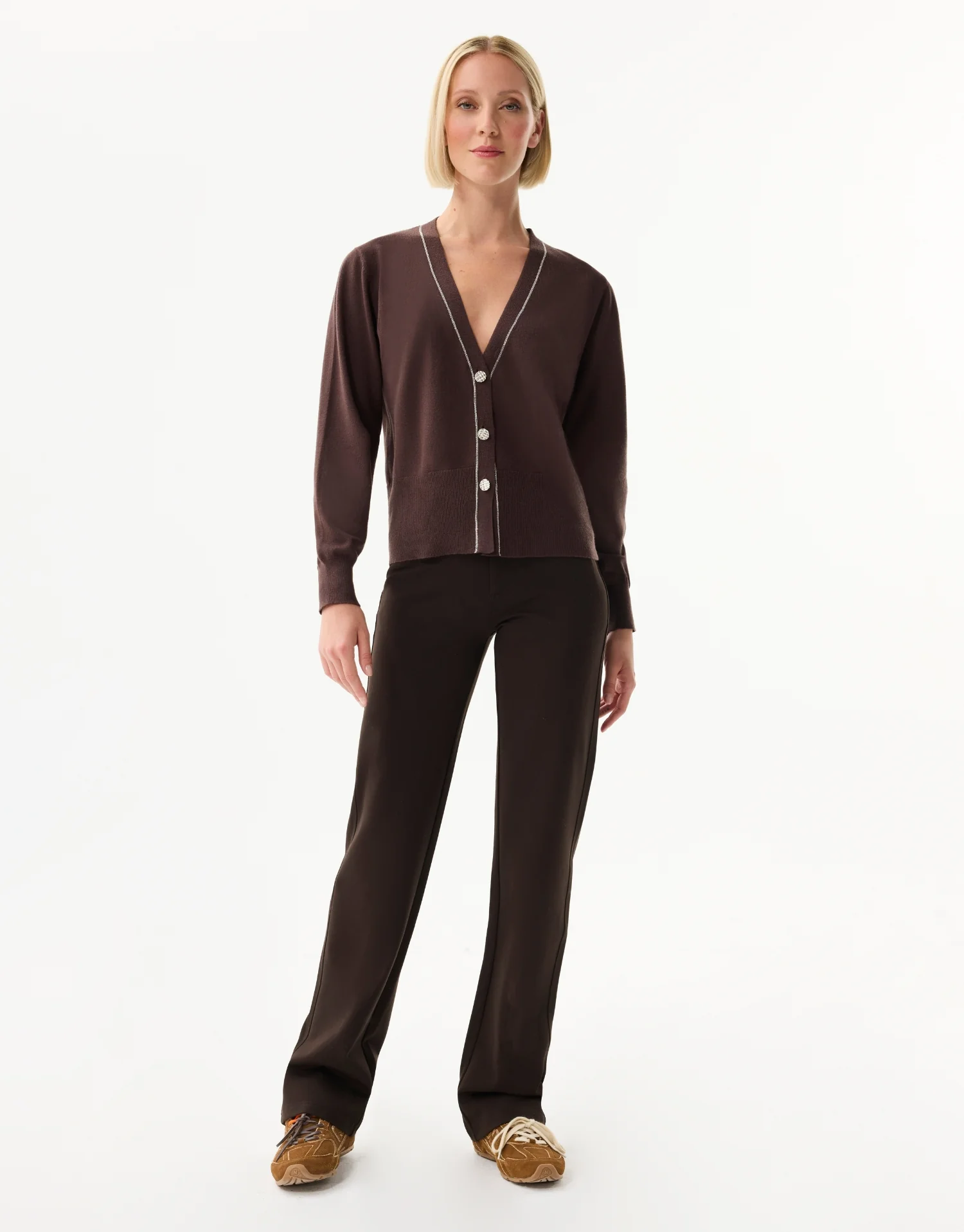 Cardigan chocolat bord lurex