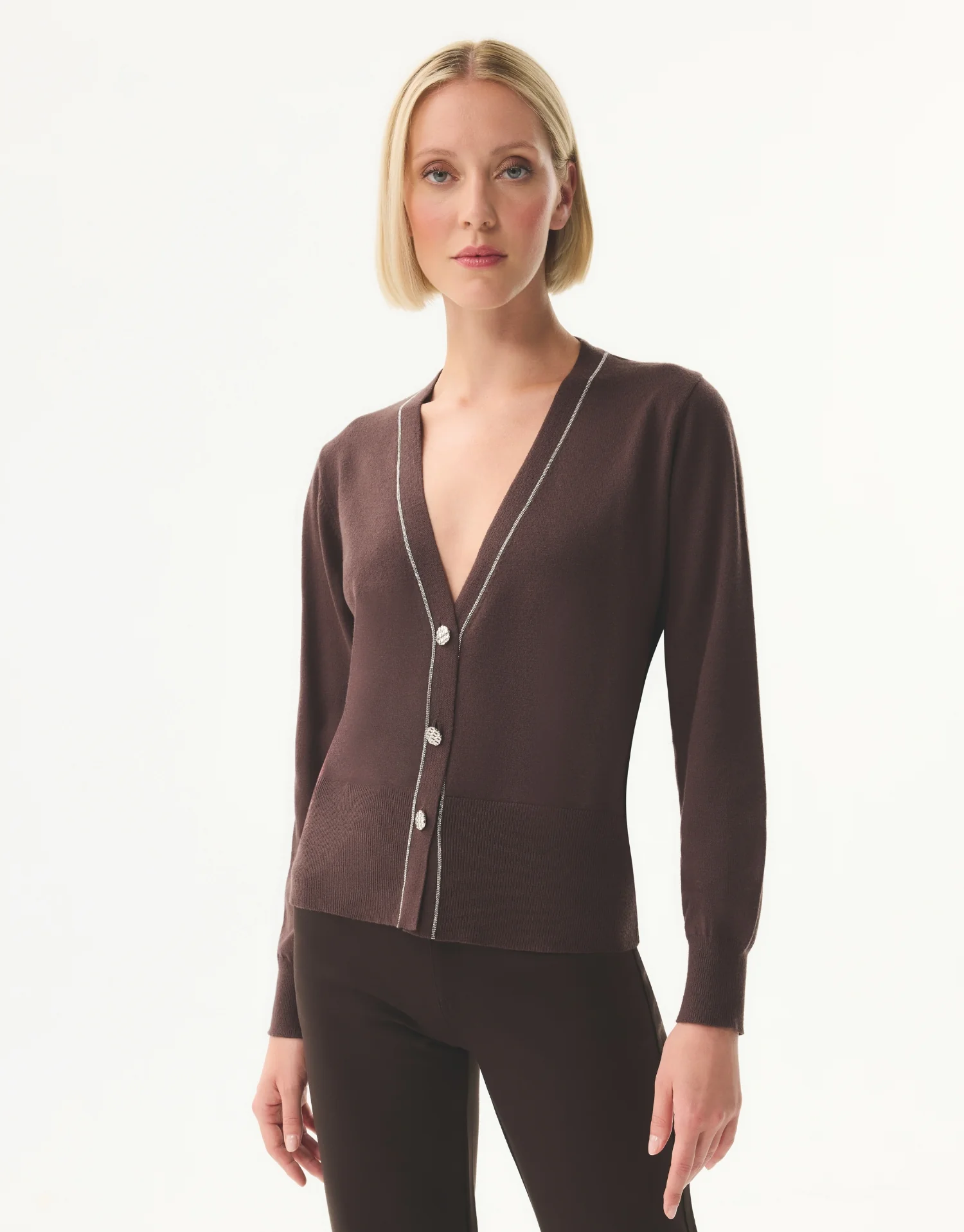 Cardigan chocolat bord lurex - Image 3