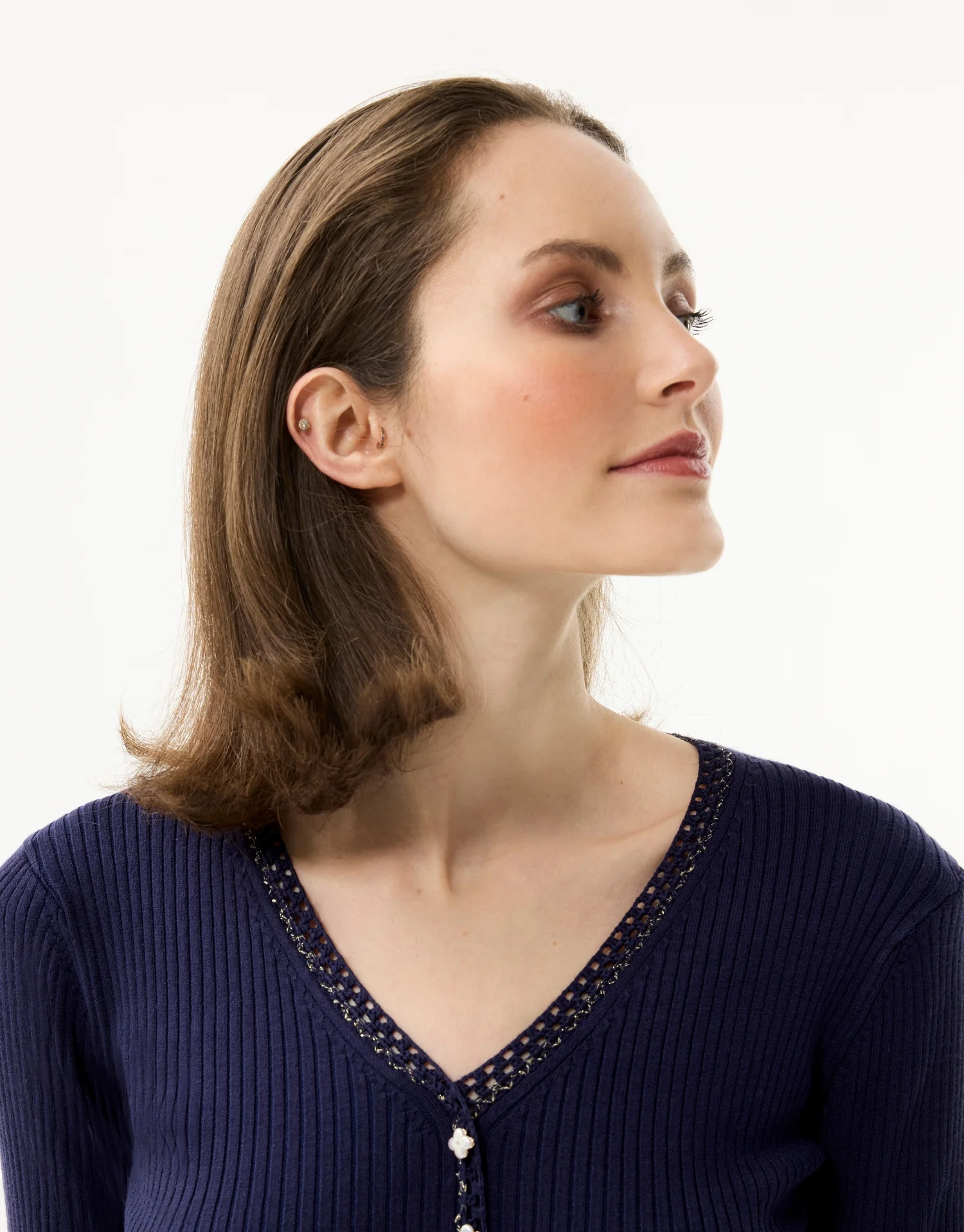 Cardigan côtelé à boutons bijoux - Image 8
