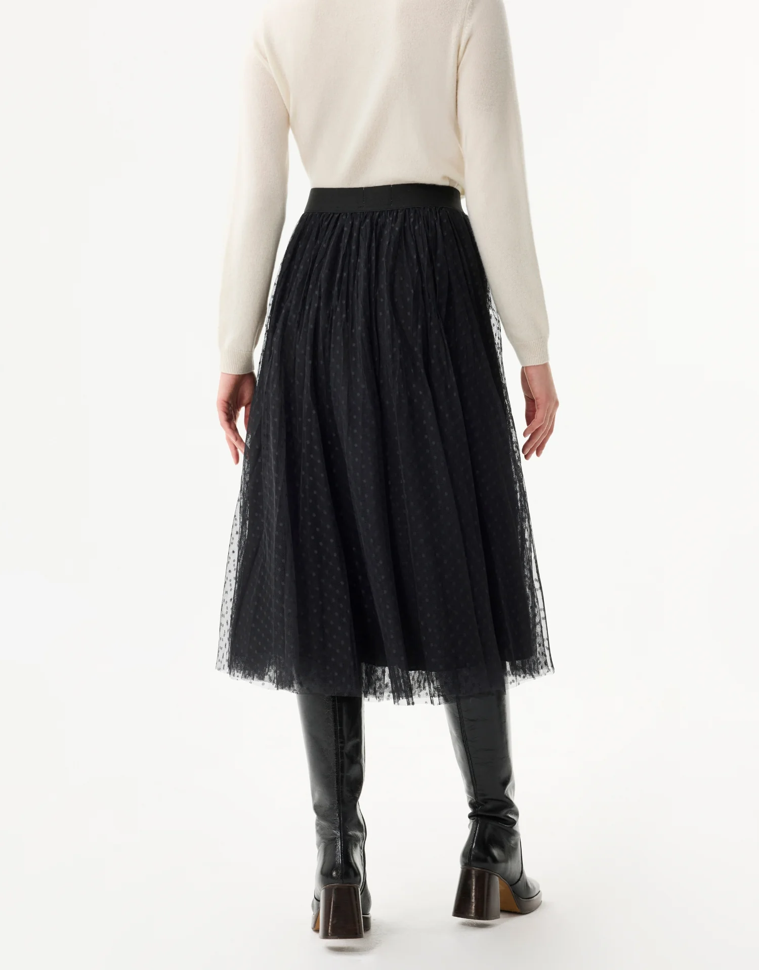 Jupe midi en tulle plumetis noire - Image 4