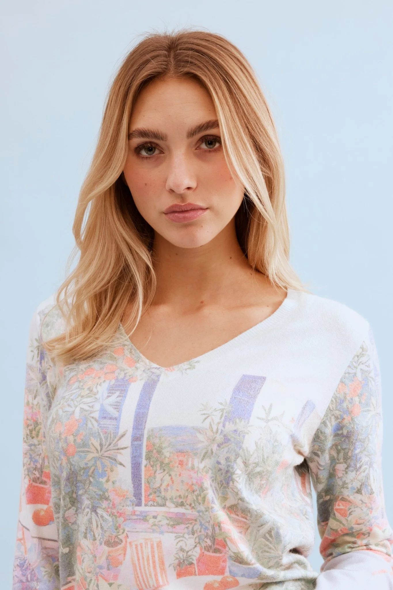Pull imprimé paysage artistique