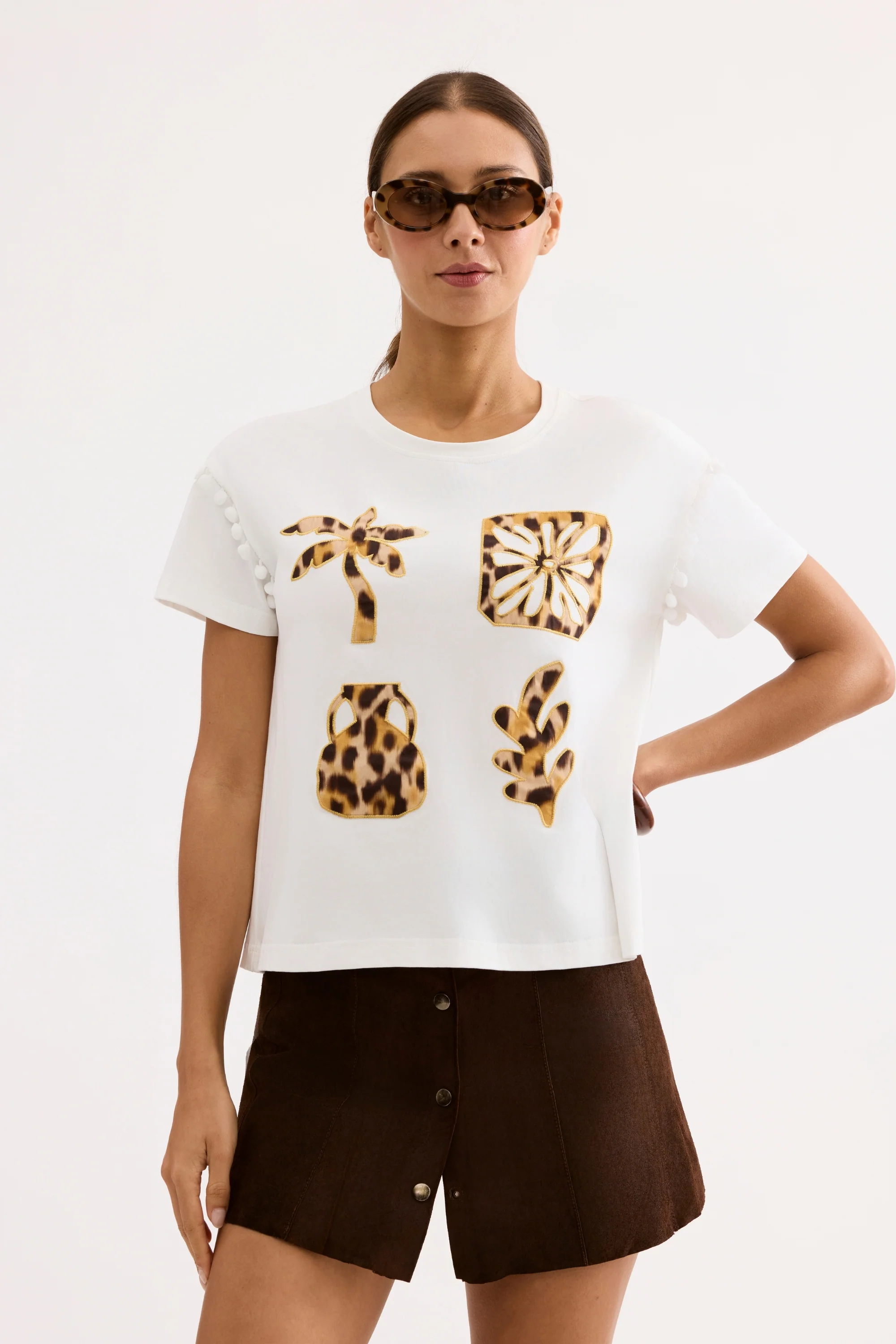 T-shirt coton motifs léopard chic