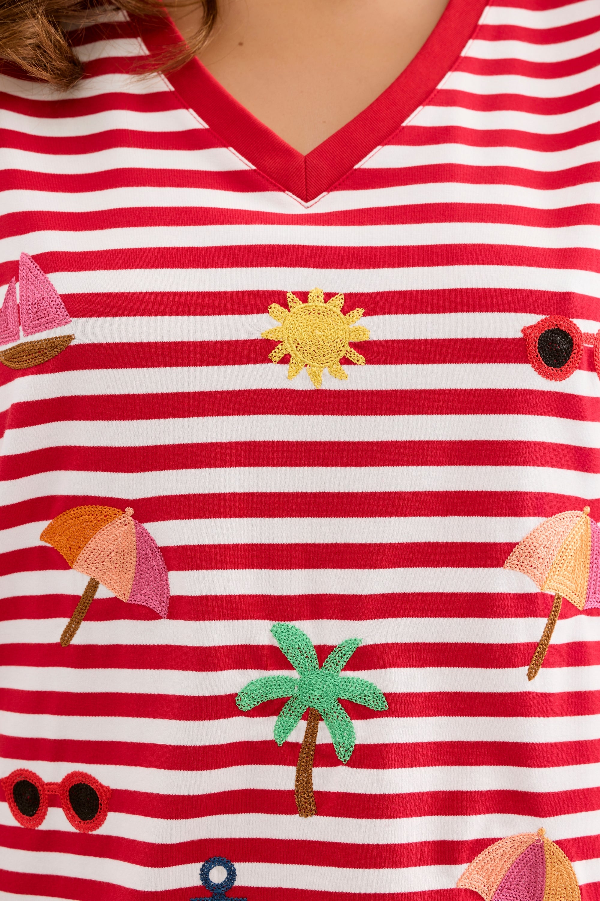 T-shirt marinière brodé esprit vacances - Image 3